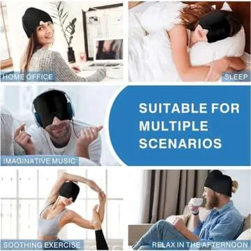 Hameisen Headache Cap Migraine, Gel Ice Headache Relief Hat, Wearable Cold Therapy Migraine Relief Cap, Comfortable & Stretchable Ice Pack Eye Mask for Puffy Eyes, Tension and Stress Relief
