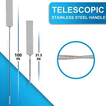 MUOOU Under Appliance Microfiber Duster with Extendable Pole, 100" Telescoping Gap Dust Brush, Long Flat Flexible Duster - 4 Cloth Cover