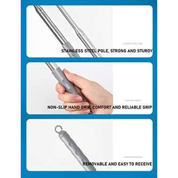 MUOOU Under Appliance Microfiber Duster with Extendable Pole, 100" Telescoping Gap Dust Brush, Long Flat Flexible Duster - 4 Cloth Cover