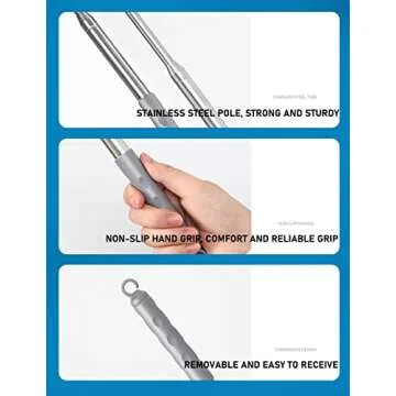 MUOOU Under Appliance Microfiber Duster with Extendable Pole, 100" Telescoping Gap Dust Brush, Long Flat Flexible Duster - 4 Cloth Cover