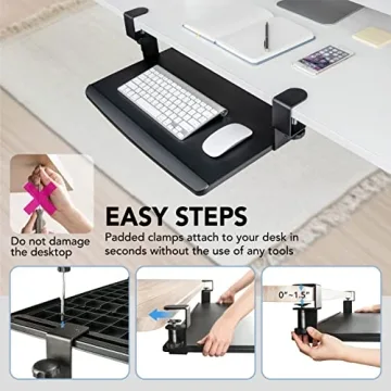 EHO Clamp-On Adjustable Keyboard Tray for Efficient Workspaces