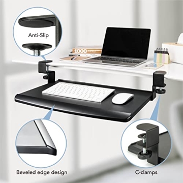 EHO Clamp-On Adjustable Keyboard Tray for Efficient Workspaces