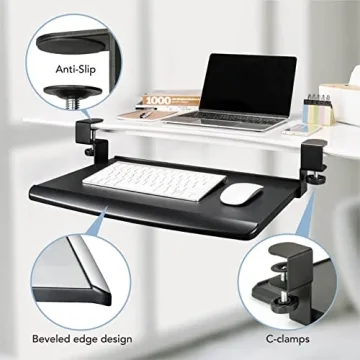 EHO Clamp-On Adjustable Keyboard Tray for Efficient Workspaces