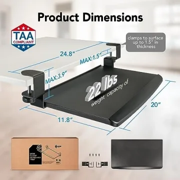 EHO Clamp-On Adjustable Keyboard Tray for Efficient Workspaces