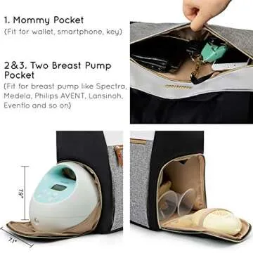 mommore Breast Pump Diaper Tote with Laptop Sleeve
