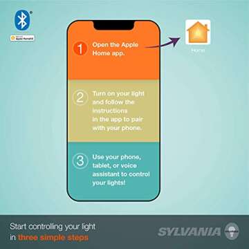 SYLVANIA 9W LED Smart Bluetooth A19 Light Bulb, Works with Apple HomeKit, 850 Lumens, Dimmable, 2700K, Soft White - 1 Pack (74579)