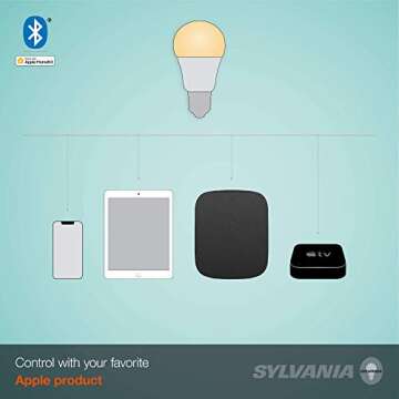 SYLVANIA 9W LED Smart Bluetooth A19 Light Bulb, Works with Apple HomeKit, 850 Lumens, Dimmable, 2700K, Soft White - 1 Pack (74579)