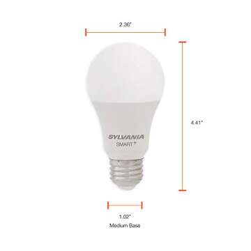 SYLVANIA 9W LED Smart Bluetooth A19 Light Bulb, Works with Apple HomeKit, 850 Lumens, Dimmable, 2700K, Soft White - 1 Pack (74579)