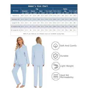 Leikar Button Up Pajama Set For Women 2 Piece Bridesmaid Pajamas Soft Pjs Lounge Sets M Light Blue