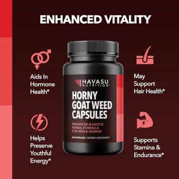 Horny Goat Weed Capsules for Men & Women - Extra Strength Performance & Energy Support with Tongkat Ali, Muira Puama, and Saw Palmetto - 1 Month Supply Herbal Supplement for Increased Endurance