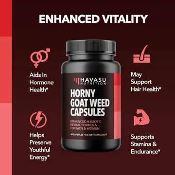 Horny Goat Weed Capsules for Men & Women - Extra Strength Performance & Energy Support with Tongkat Ali, Muira Puama, and Saw Palmetto - 1 Month Supply Herbal Supplement for Increased Endurance