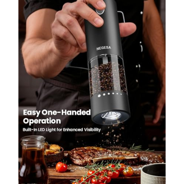 Rechargeable Electric Salt & Pepper Grinder Set - LED Light