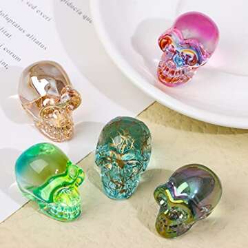 1" Crystal Skull Statues 10 Pcs Gemstone Carving Skull Statue Hand Carved Human Skeleton Figurines Head Bone Natural Crystal Skull Sculpture,Pocket Crystal Figurine Sculpture Colorful Stones Decor
