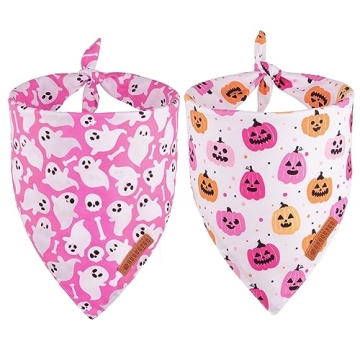 Premium Halloween Dog Bandana - Pumpkin & Ghost Scarf for Festive Pets