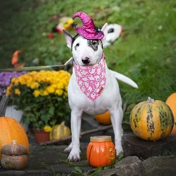 Halloween Dog Bandana Pumpkin Ghost Scarf Pink