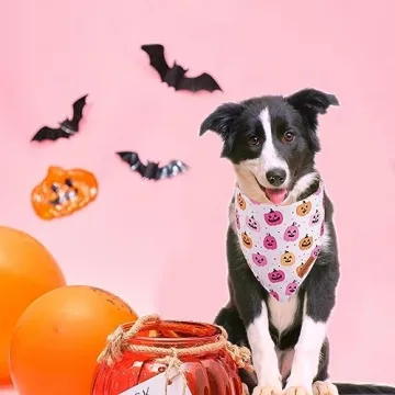 Halloween Dog Bandana Pumpkin Ghost Scarf Pink