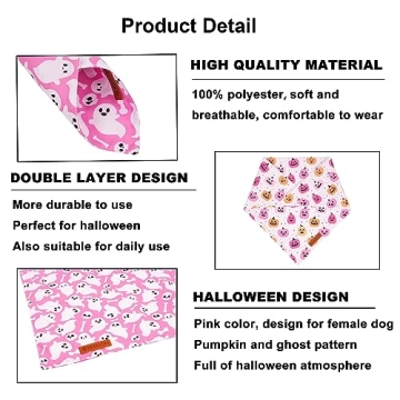 Halloween Dog Bandana Pumpkin Ghost Scarf Pink