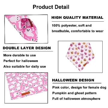 Halloween Dog Bandana Pumpkin Ghost Scarf Pink