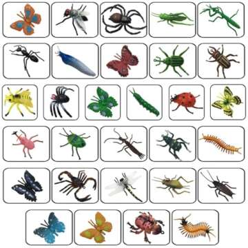 30 Pack Bug Toys Fake Plastic Bugs and Insects for Kids Toddler Halloween Birthday Party Favors Easter Valentines Basket Stuffers Goodie Bag Fillers April Fool's Day Prank Gifts Fake Bugs Toys