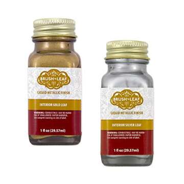 JewelrySupply Brush 'n Leaf Liquid 2 Color Assortment (Metallic Silver Leaf & Metallic Gold Leaf)