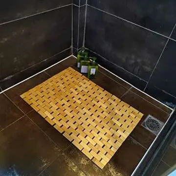 HJJKKH Bath Mat Rayon Derived from Bamboo 15.7X 23.6 inches, Non Slip and Foldable Floor Shower Bath Mat for Bathroom, Bathtub, Shower, Sauna, Hot Tub