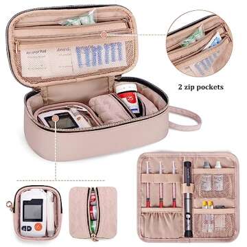 YARWO Diabetic Travel Case - Stylish and Practical Diabetes Supply Storage Bag - Dusty Rose