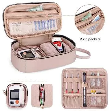YARWO Diabetic Travel Case - Stylish and Practical Diabetes Supply Storage Bag - Dusty Rose