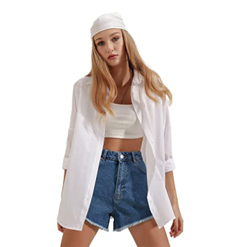 Chic BIG DART Oversized Button Down Shirt for Women