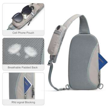 G4Free Sling Bag RFID Blocking Lightweight Crossbody Backpack Chest Shoulder Bag for Travel Sports Running