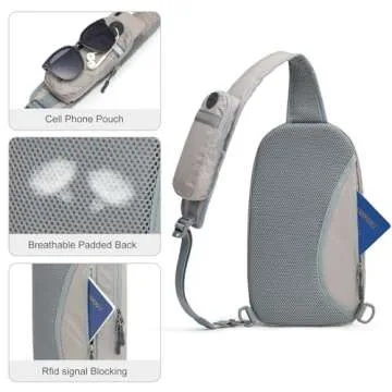 G4Free Sling Bag RFID Blocking Lightweight Crossbody Backpack Chest Shoulder Bag for Travel Sports Running