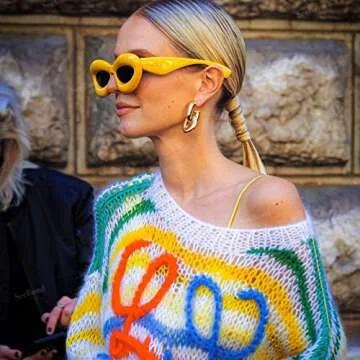 SeeBand Fashion Inflated Cat-eye Sunglasses for Women Oversized Thick Frame Sexy Lip Sun Glasses Trendy Designer Style (Yellow)