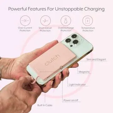 Clutch Pro - Portable iPhone Charger for Travel – 5000mAH TSA Approved Magnetic Airplane Safe Port...