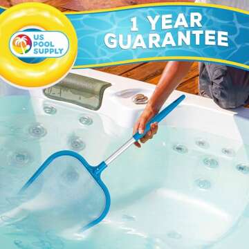 U.S. Pool Supply Professional Spa, Hot Tub, Pool Hand Leaf Skimmer Net, 26" Long with 12" Aluminum Pole - Fine Mesh Netting, Cleanout Leaves, Debris