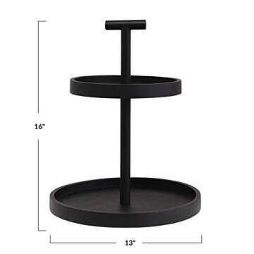 Bloomingville Mango Wood 2-Tier Handle, Black Tray