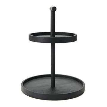 Bloomingville Mango Wood 2-Tier Handle, Black Tray