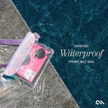 Case-Mate Soap Bubble IP68 Waterproof Phone Pouch/Case with Triple Seal Protection, Adjustable Strap - Waterproof Fanny Pack for iPhone 16 Pro Max/iPhone 15 Pro Max/14/13/S25/S24/Pixel 9 - Iridescent