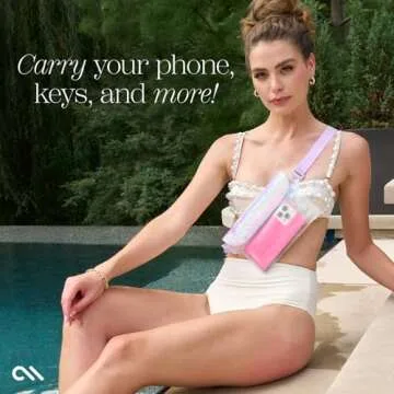 Case-Mate Soap Bubble IP68 Waterproof Phone Pouch/Case with Triple Seal Protection, Adjustable Strap - Waterproof Fanny Pack for iPhone 16 Pro Max/iPhone 15 Pro Max/14/13/S25/S24/Pixel 9 - Iridescent