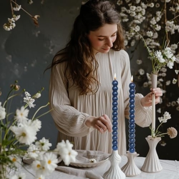 MAITREYA Navy Spiral Taper Candles Set of 4 for Events