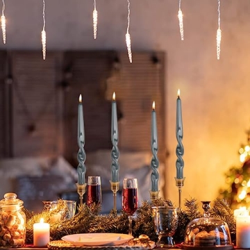 MAITREYA Navy Spiral Taper Candles Set of 4 for Events