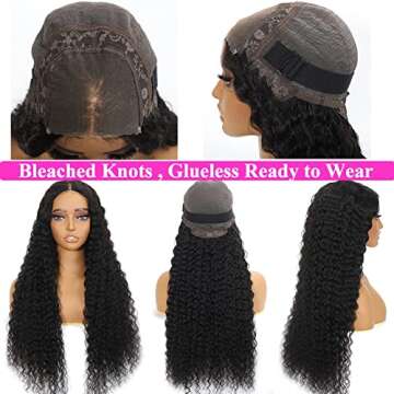 Healthair Glueless Wigs Human Hair Pre Plucked Pre Cut Lace 22inch 180 Density Deep Wave 4x4 HD Lace Closure Wigs Human Hair Bleached Knots Wet and Wavy Wigs for Black Women