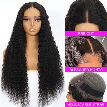Healthair Glueless Wigs Human Hair Pre Plucked Pre Cut Lace 22inch 180 Density Deep Wave 4x4 HD Lace Closure Wigs Human Hair Bleached Knots Wet and Wavy Wigs for Black Women
