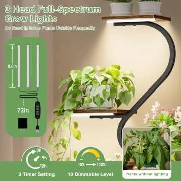 Plant Stand Indoor with Grow Lights - Tall Corner Plant Shelf, 7 Tiered Plant Stands for Indoor Plants, Metal Flower Plant Rack, Curved-Shaped Inoor Plant Holder for Living Room, Patio Decor（Black)