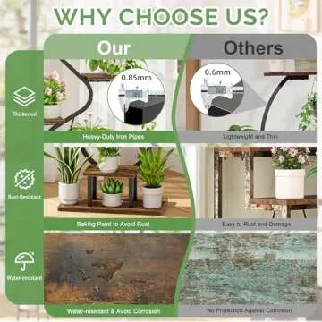 Plant Stand Indoor with Grow Lights - Tall Corner Plant Shelf, 7 Tiered Plant Stands for Indoor Plants, Metal Flower Plant Rack, Curved-Shaped Inoor Plant Holder for Living Room, Patio Decor（Black)