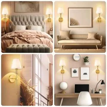 SoodMi Wall Sconces Sets of 2, Bathroom Vanity Sconces Wall Lighting with White Fabric Shades, Retro Industrial Wall Lamps, Wall Lights Suitable for Bedroom Living Room Kitchen