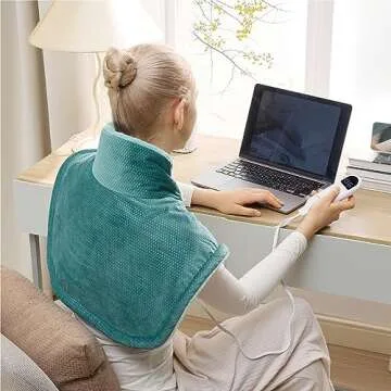 Bedsure Heating Pad for Neck and Shoulders Pain Relief - Mother's Day Gifts for Women Men Moms, FSA HSA Eligible, Weigthed Heated Pad 2lbs, Large Heated Wrap, 24" x 22", Teal