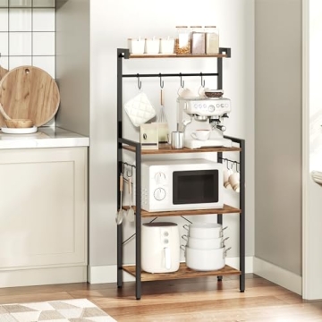 HOOBRO 4-Tier Kitchen Bakers Rack with Storage Coffee Bar