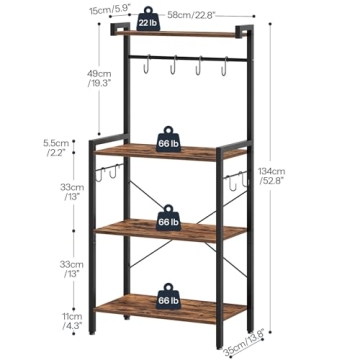 HOOBRO 4-Tier Kitchen Bakers Rack with Storage Coffee Bar