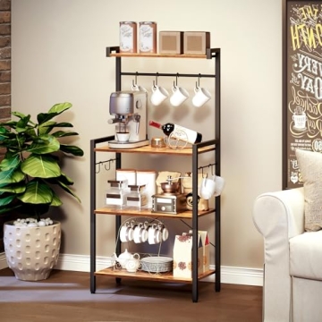 HOOBRO 4-Tier Kitchen Bakers Rack with Storage Coffee Bar