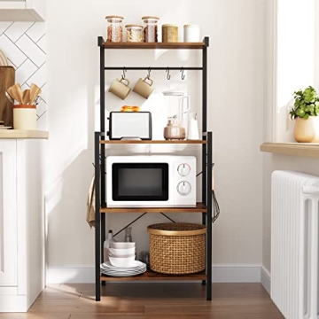 HOOBRO 4-Tier Kitchen Bakers Rack with Storage Coffee Bar