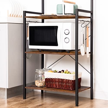 HOOBRO 4-Tier Kitchen Bakers Rack with Storage Coffee Bar